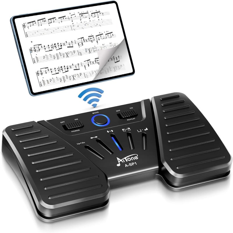 AITONE Wireless Page Turner Bluetooth Foot Pedal Music Page Turner for iPad Tablets Android ios Phones Piano Keyboard Compatible with Various Music App (A-SP1) - Image 2